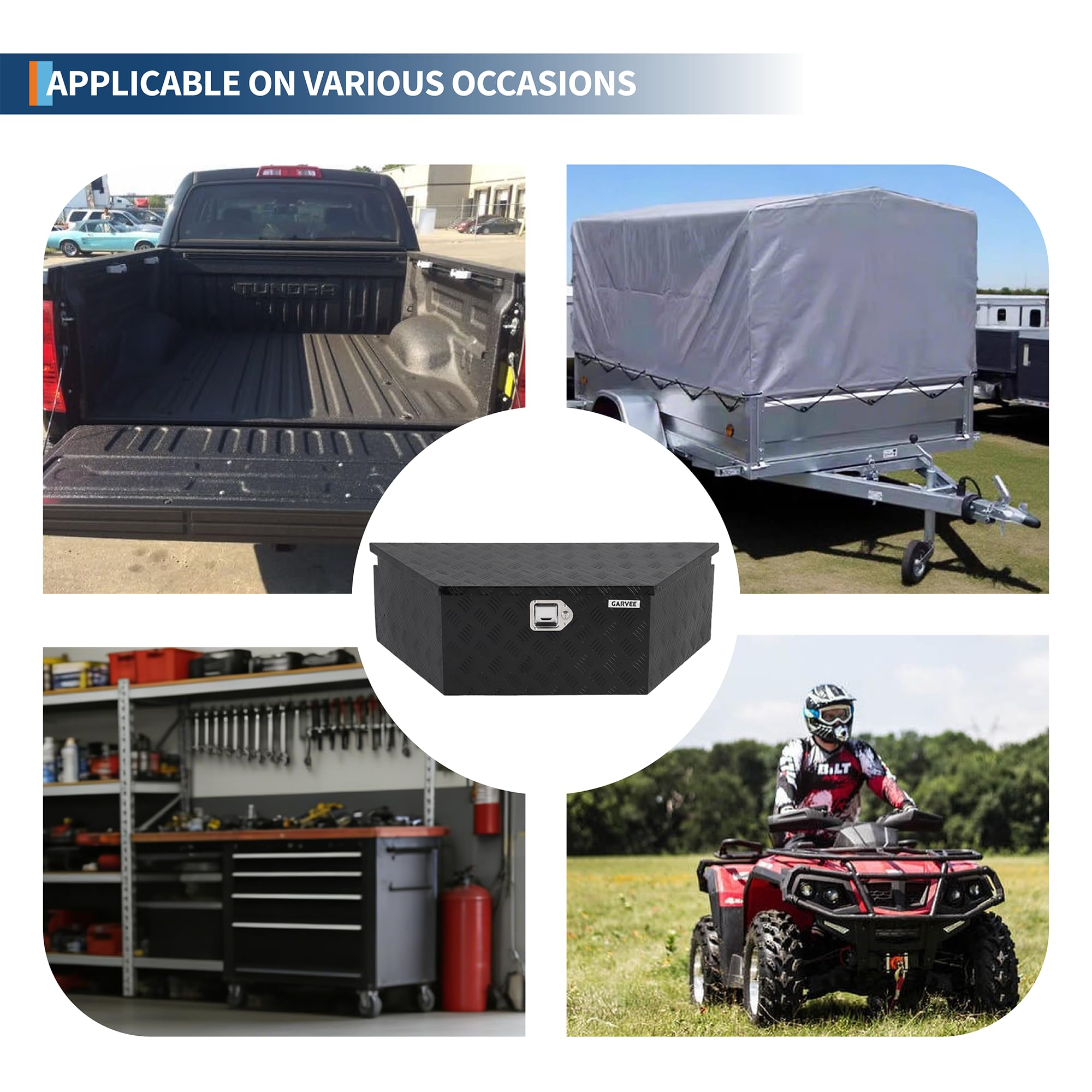 Garvee 39"x16"x12" Heavy Duty Trailer Tongue Box Steel Tool Chest with Lock & Keys, Weather-Resistant, High-Capacity, Steel, Secure Storage for Utility Trailers and Pickup Trucks, Black