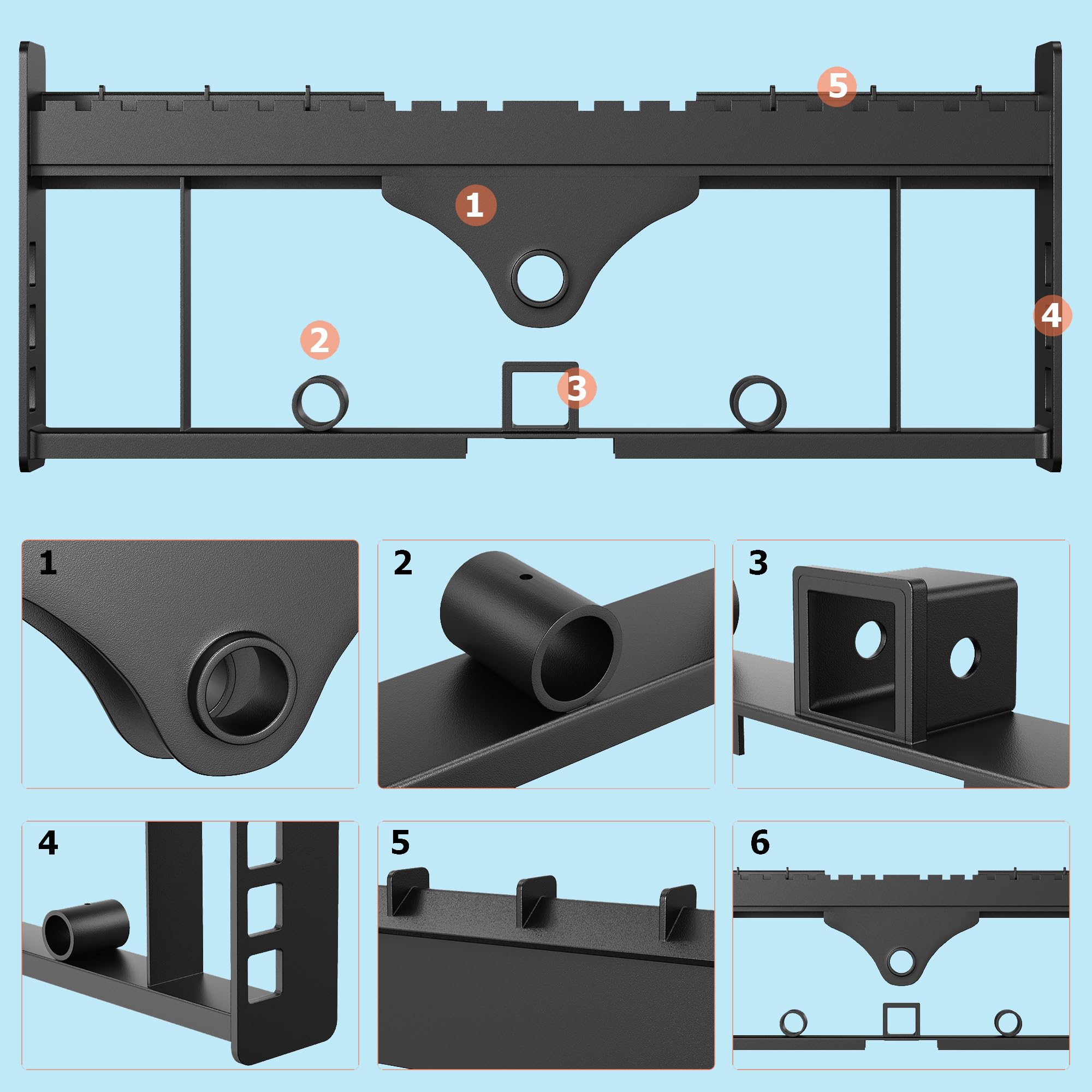 Garvee 4000 lbs Heavy Duty Skid Steer Pallet Fork Attachment - 48" Adjustable Blades, 2" Receiver Hitch & Hay Spear Sleeves - 45.5" Quick Attach Frame Compatible with Kubota & Tractor Loaders