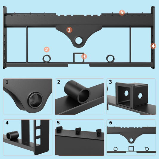 Garvee 4000 lbs Heavy Duty Skid Steer Pallet Fork Attachment - 48" Adjustable Blades, 2" Receiver Hitch & Hay Spear Sleeves - 45.5" Quick Attach Frame Compatible with Kubota & Tractor Loaders