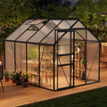 Garvee 6 x 8 FT Polycarbonate Greenhouse with Aluminum Frame, Sliding Door & Adjustable Roof Vent, Heavy-Duty Outdoor Greenhouse for Backyard, Garden, Patio
