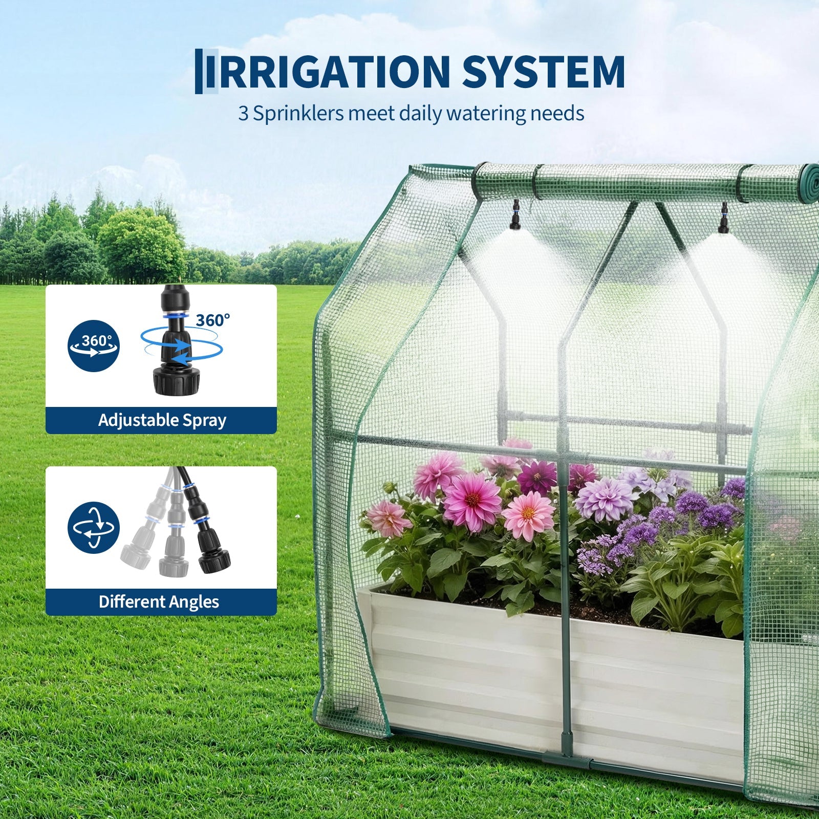 Garvee Raised Garden Bed Kit 4×2×1 ft, 0.6mm Galvanized Metal Planter with Self-Watering Drip Irrigation & Insect Mesh Cover for Vegetables