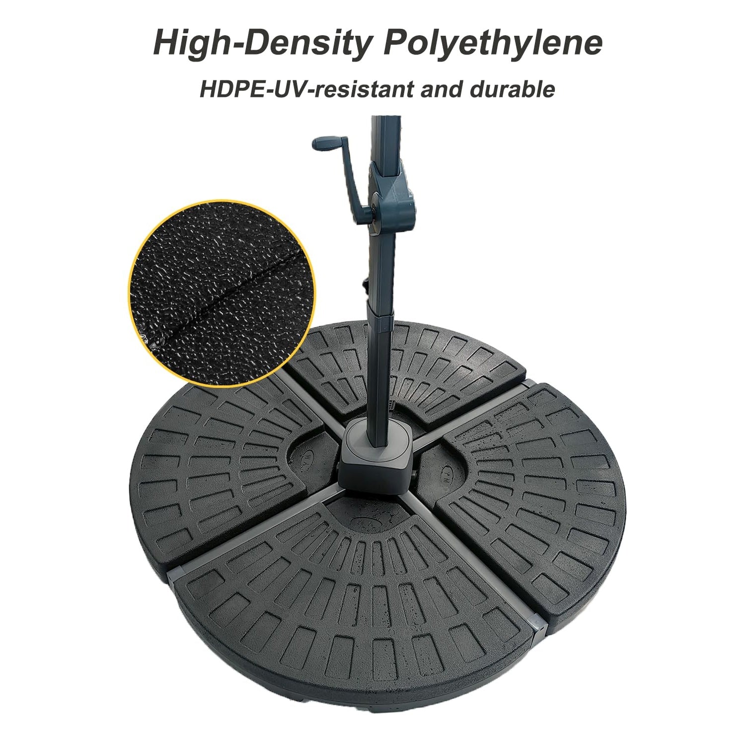 Garvee 4-Piece Fillable Patio Umbrella Base, 13L Each, 116.8 lb Water or 147.7 lb Sand Weighted HDPE Stand for Cantilever Umbrellas, Black