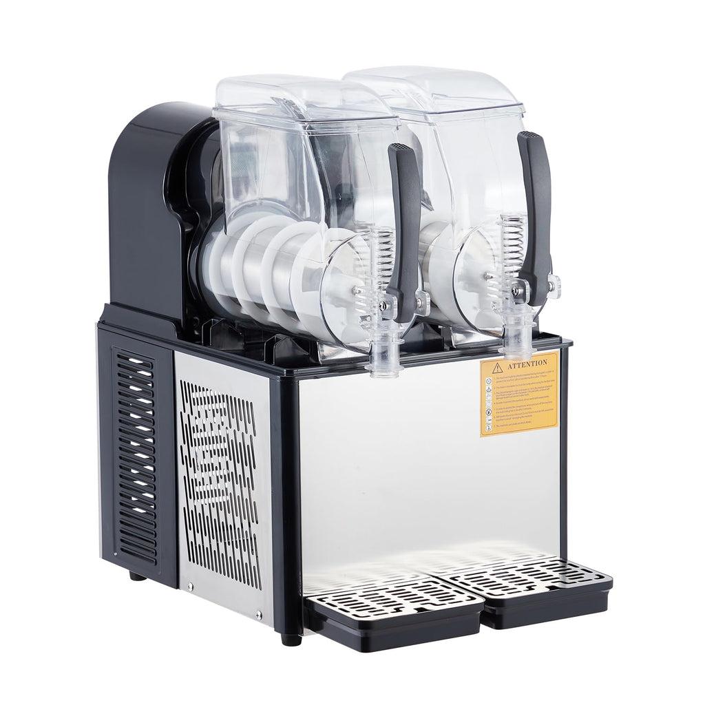 Garvee Commercial Slushie Machine - 4L*2 Capacity, Triple-Tank Options, Stainless Steel, Self-Cleaning, High-Speed Mixing - Ideal for Cocktails, Frozen Drinks, Coffee, Bars, Restaurants, Home,Black