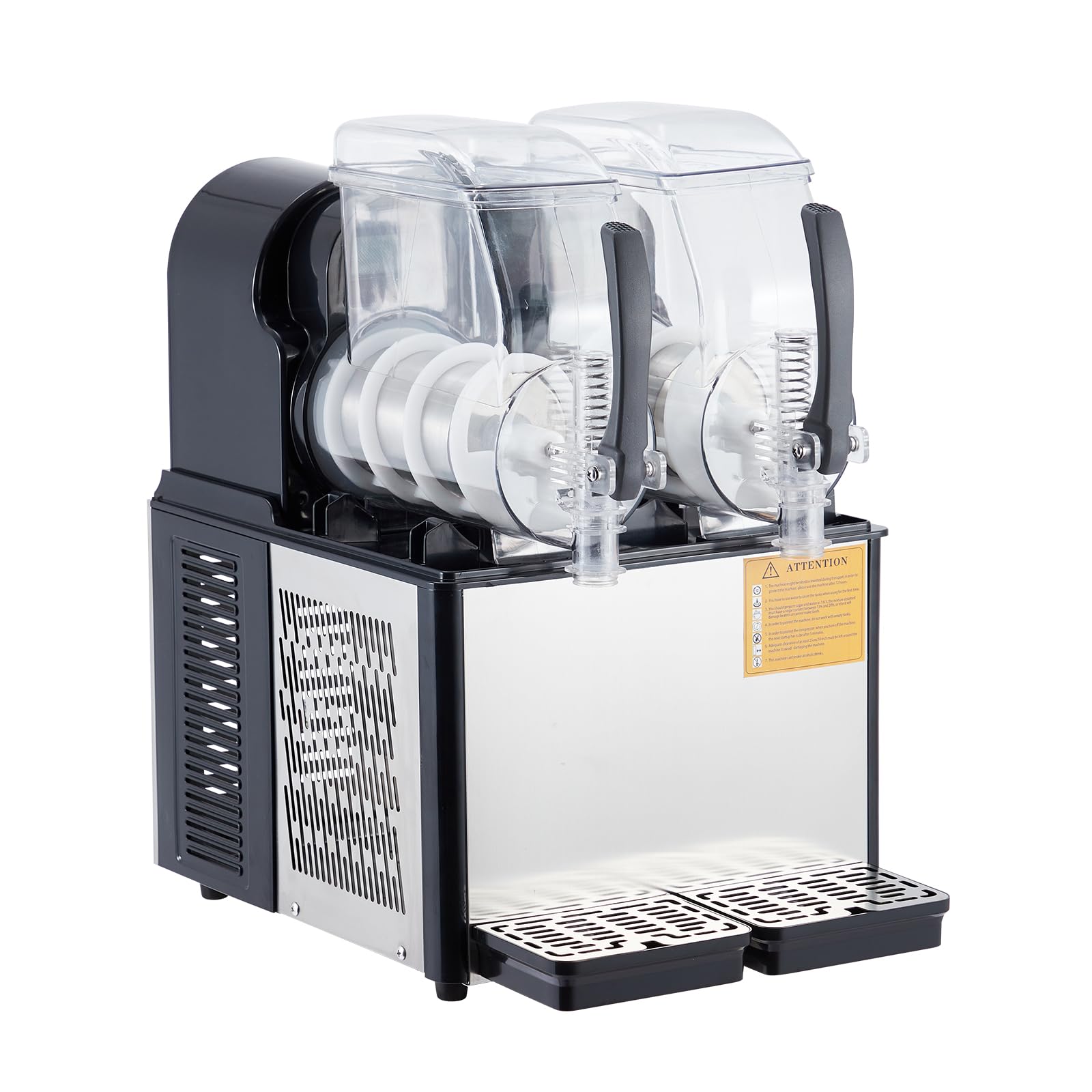 Garvee Commercial Slushie Machine - 4L*2 Capacity, Triple-Tank Options, Stainless Steel, Self-Cleaning, High-Speed Mixing - Ideal for Cocktails, Frozen Drinks, Coffee, Bars, Restaurants, Home,Black