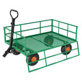 Garvee Steel Garden Cart for Lawn and Farm Use, 1200 lbs Capacity with 13-Inch Pneumatic Wheels and 2-in-1 Pull Handle, Green and Orange