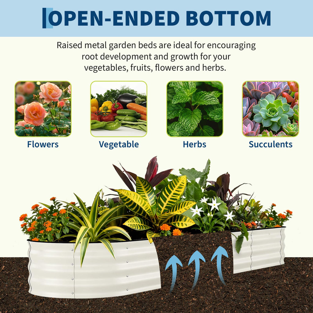 Garvee 2 Pack 8' X 2' X 1.5' Rust-Resistant Galvanized Steel Raised Garden Beds – Outdoor Planter Boxes, Ergonomic, Easy Assembly, Open-Bottom, Durable, for Vegetables, Flowers & Herbs – Beige,  Upgraded with Anti-Cut Strips