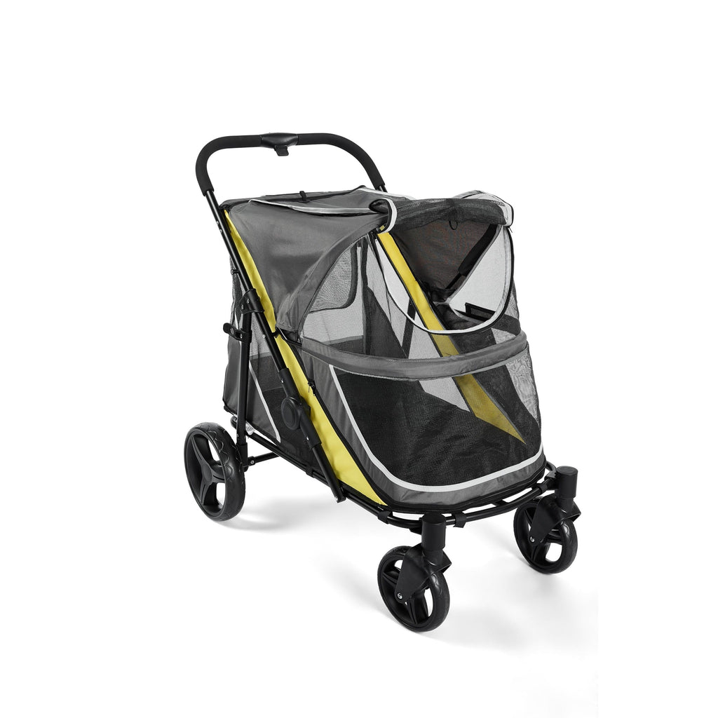 Garvee Dog Stroller for Large and Medium Dogs, Easy-Fold Dual Entry Pet Wagon with One-Foot Brake, All-Terrain Cart with Air Mesh, Holds Pets Up to 176 Lbs