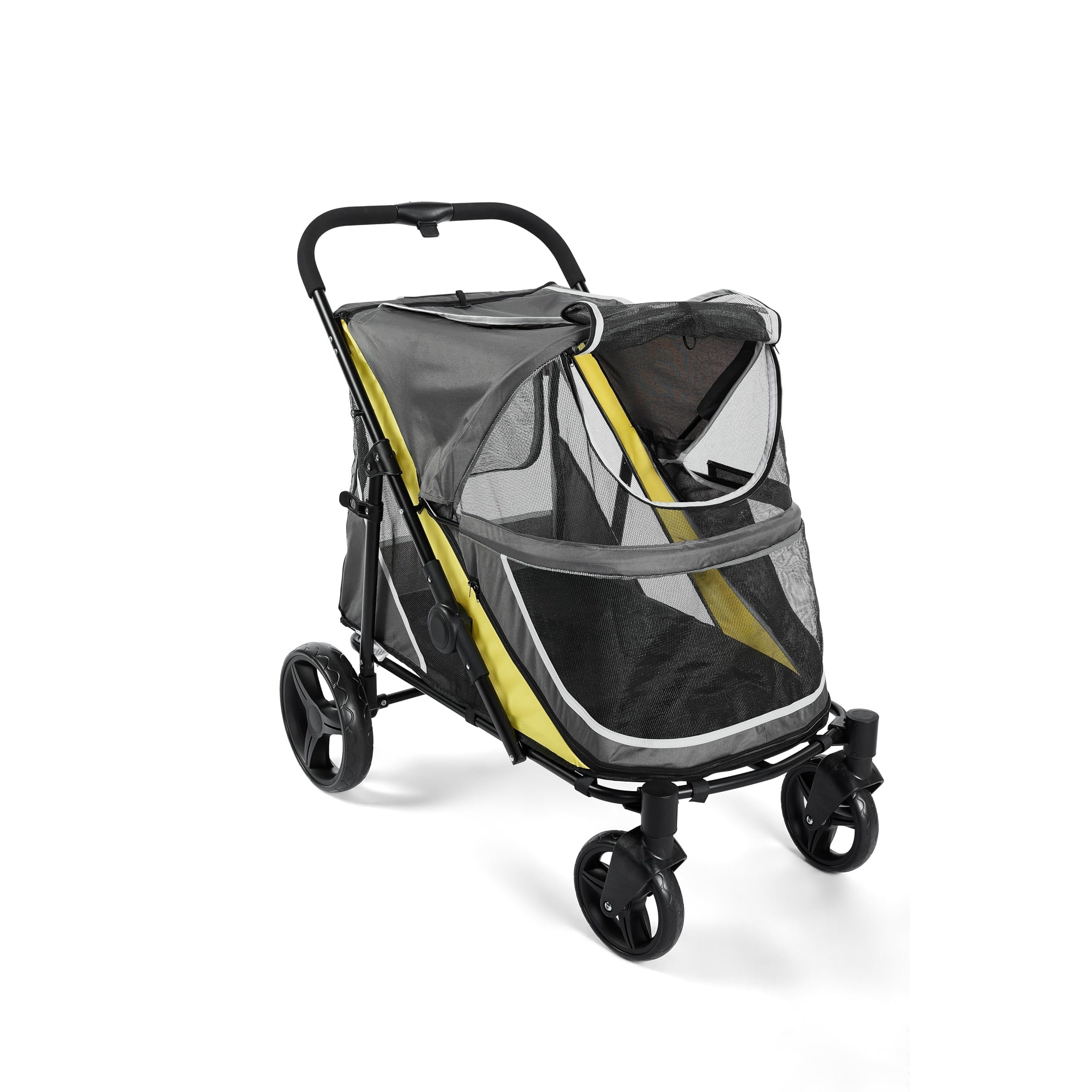Garvee Dog Stroller for Large and Medium Dogs, Easy-Fold Dual Entry Pet Wagon with One-Foot Brake, All-Terrain Cart with Air Mesh, Holds Pets Up to 176 Lbs