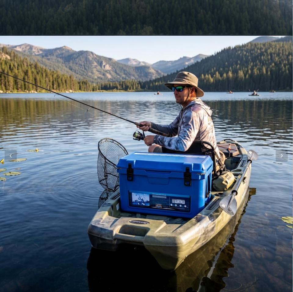 Garvee Extra-Thick Insulated Camping Cooler 45qt - Portable Ice Chest Keeps Ice Up to 7 Days - Strap & Handle - Ideal for Food, Drinks, Beach, Picnic, Fishing, Boating - Blue - KUER-F-45 Blue 280C blue