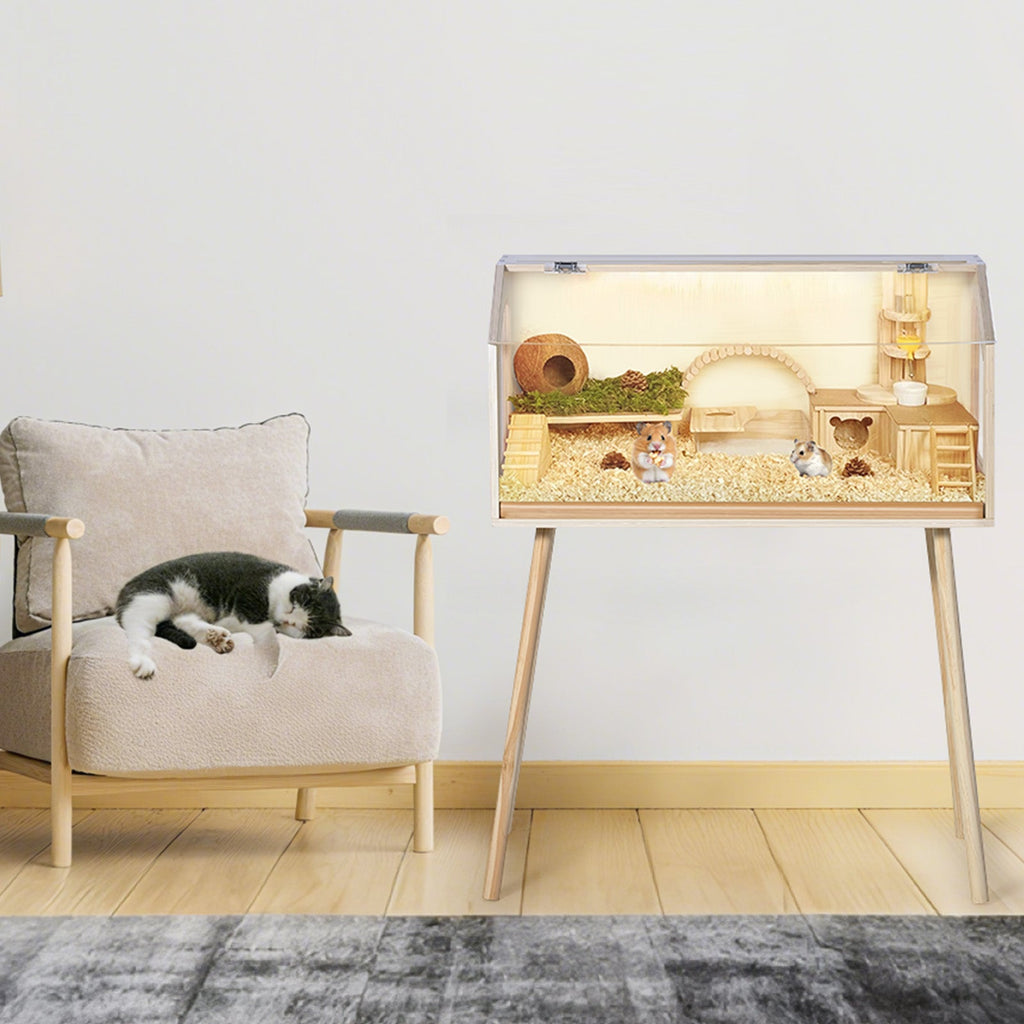 Garvee Hamster Cage with Legs, Large Syrian Hamster Habitats Enclosure with Chew Proof, Acrylic Window & Openable Top, Small Animal Cage for Guinea Pig, Chinchilla, Gerbil