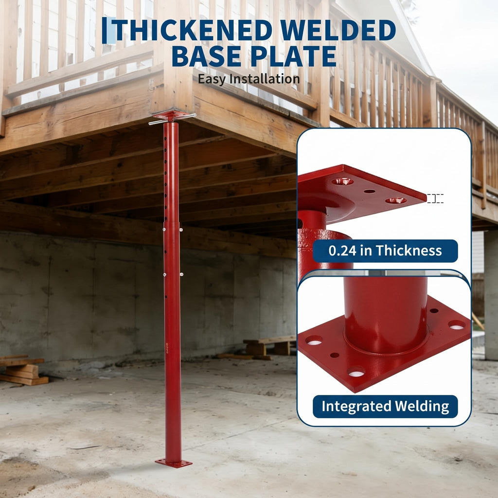 Garvee Adjustable Heavy Duty Jack Posts, 2 Pack, 53-93in Height, 18,000 lbs Capacity – Steel Support for Leveling, Lifting, and Supporting Joist Beams, Permanent Construction Use – Red, 53-93in