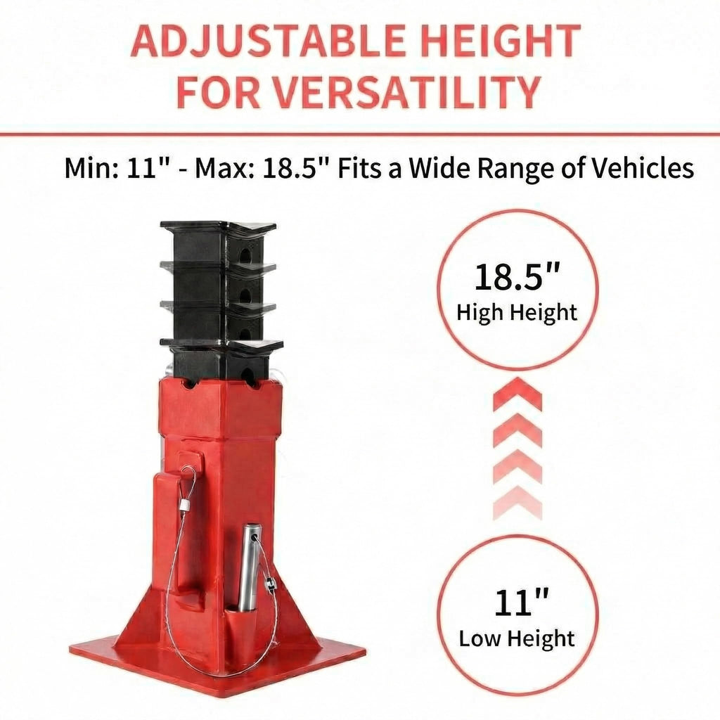 Garvee Heavy-Duty 12 Ton Jack Stands, 2 Pack Pin Type Supports with Quick-Lock for Trucks, RVs & Trailers, 11-18.5 Inch Adjustable Height, Professional Automotive Garage Equipment, Red