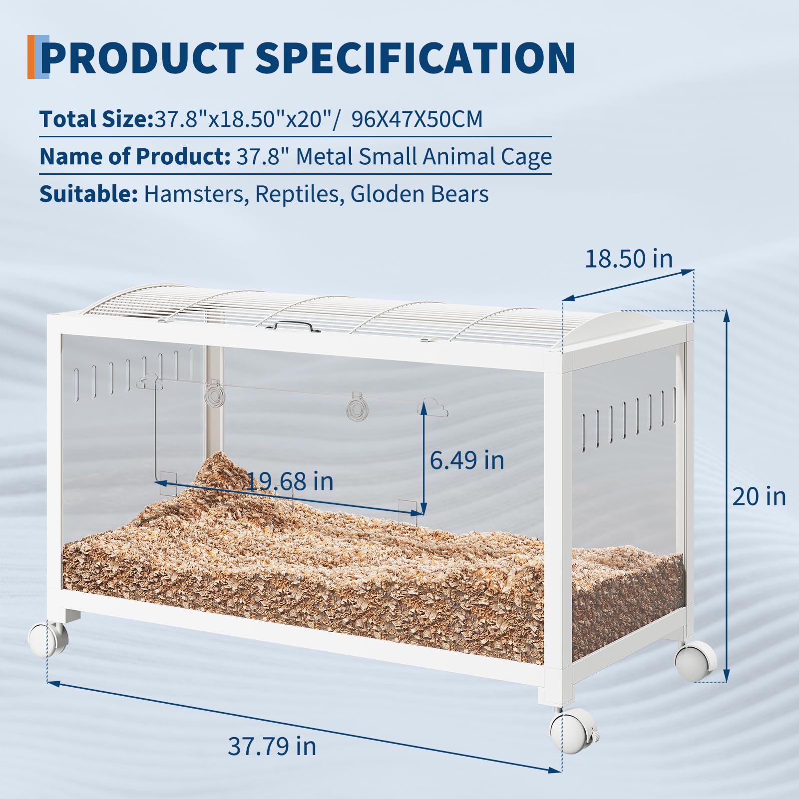 Garvee Large Hamster Cage, 3-Tier Gerbil Cages with Running Wheel, Water Bottle, Food Bowl, Ramps, Portable Hamster House with 7" Deep Glass Bottom for Syrian, Hamster, Gerbils (White)