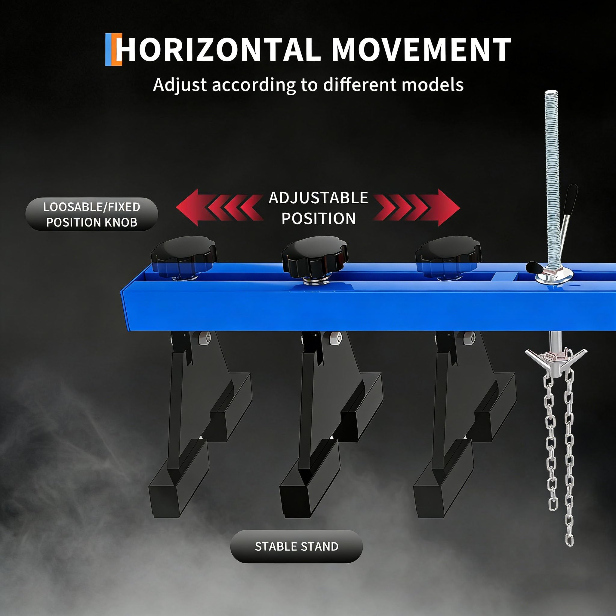 Garvee Engine Support Bar & Hoist – 1100 lbs Dual Hook Transverse Lift, Heavy Duty Holder with 1.5m Load Distributor, Blue, Pair of Gloves – For Car Repair, Garage & Auto Workshop – Variant: Blue | 1.5m load distributor | a pair of gloves