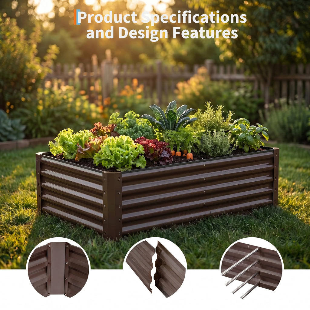Garvee 2 Pack Tall 4 x 2 Ft Galvanized Steel Raised Garden Bed, Outdoor Above Ground Planter Box for Vegetables and Flowers, Metal Raised Bed for Gardening