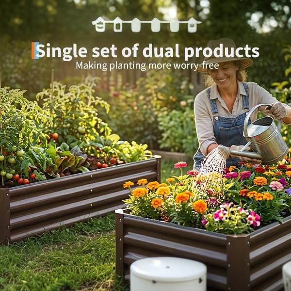 Garvee 2 Pack Tall 4 x 2 Ft Galvanized Steel Raised Garden Bed, Outdoor Above Ground Planter Box for Vegetables and Flowers, Metal Raised Bed for Gardening