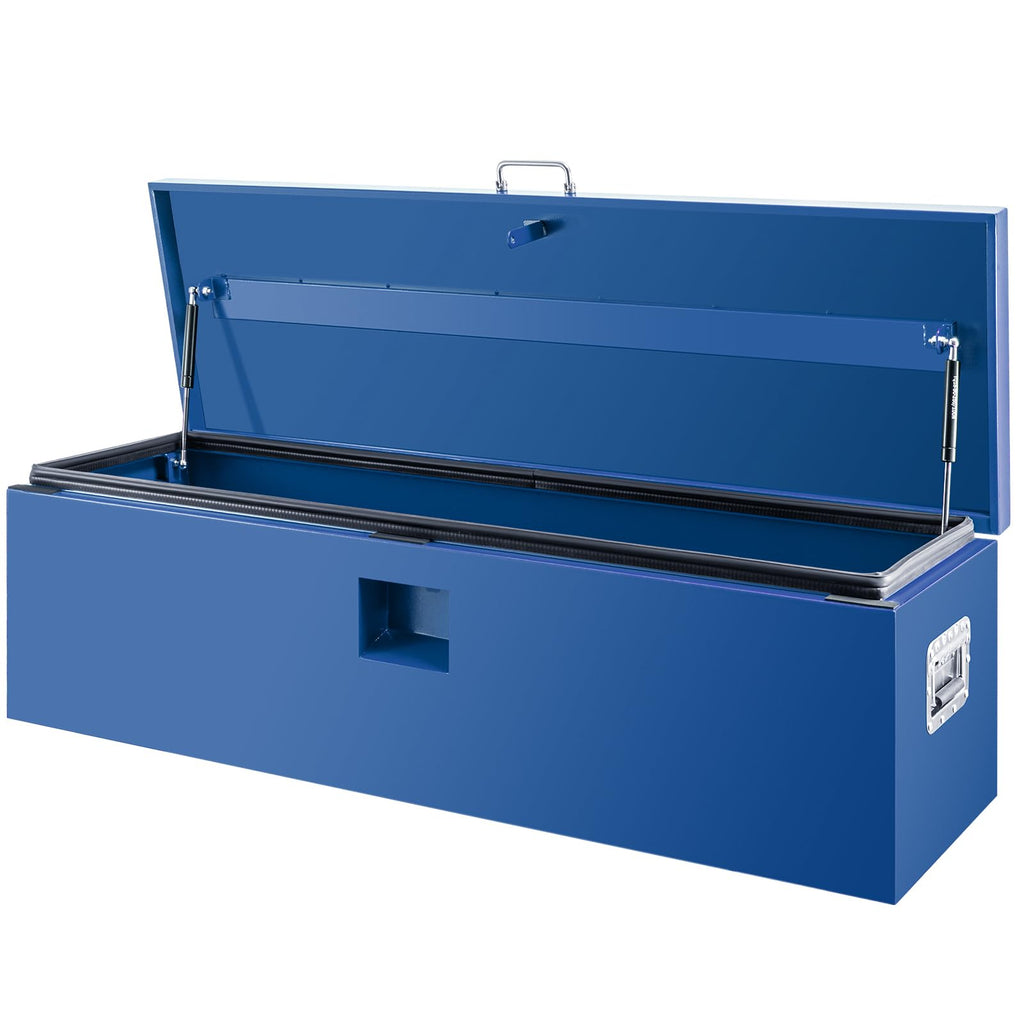 Garvee 24"X16"X14" Heavy Duty Lockable Steel Truck Bed Toolbox – Dual Lids, Weatherproof, Powder-Coated, Front & Side Handles, Gas Struts for Pickup, RV, Trailer, Blue