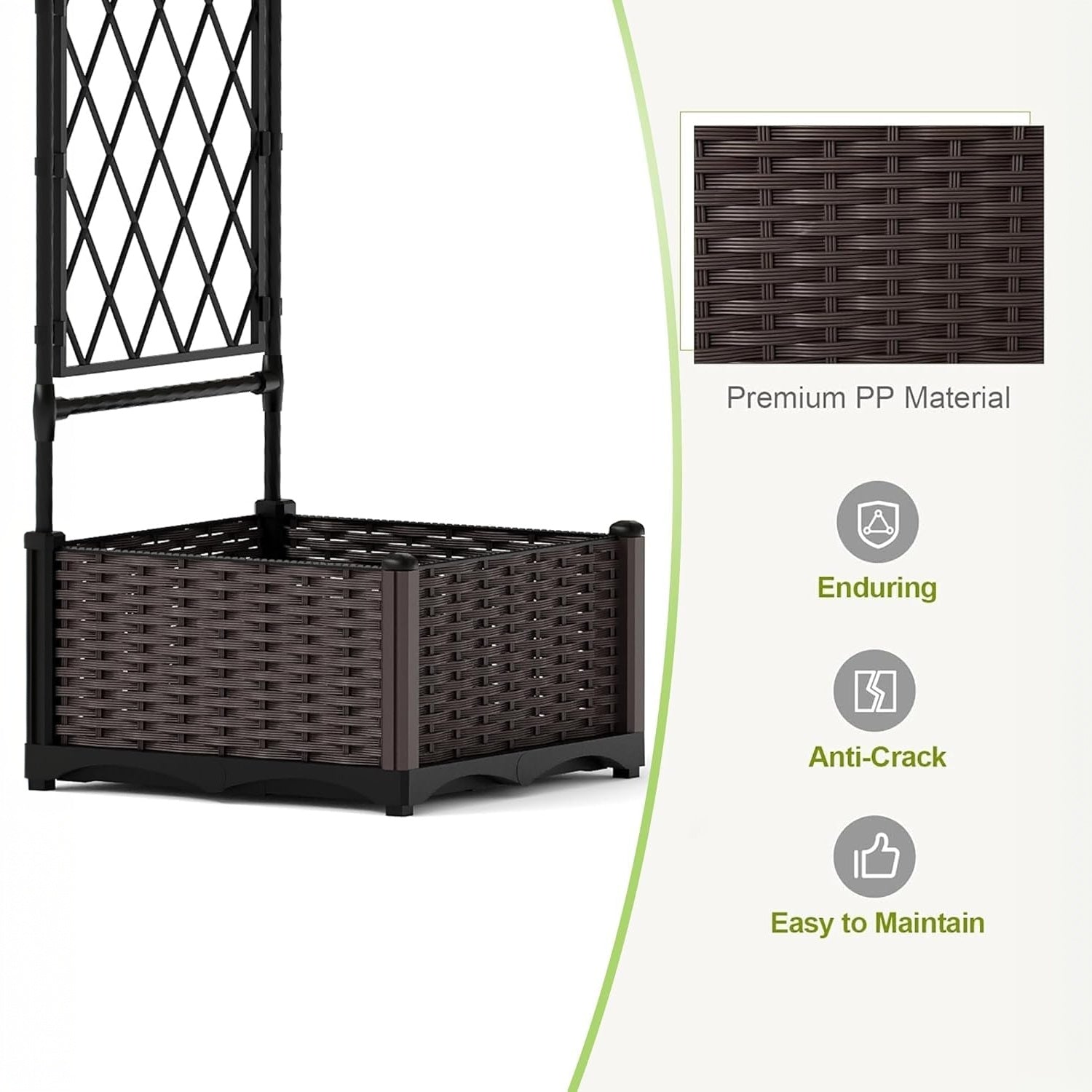 Garvee 90.5" Garden Arbor with 2 Planter Boxes, PE Coated Metal Garden Arch Trellis for Climbing Plants, Decorative Archway Wedding Arch Frame, Weather-Resistant Arbor Trellis for Lawn Backyard Yard
