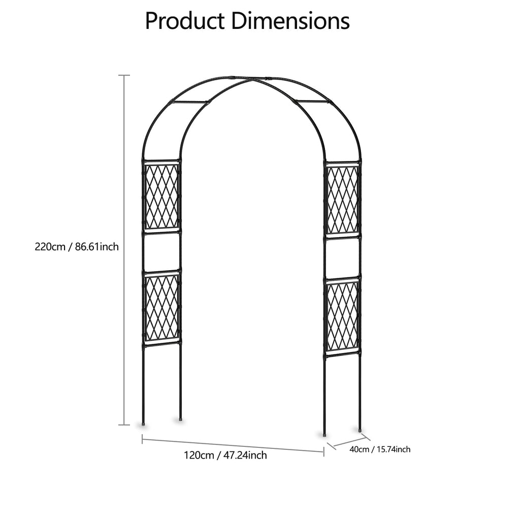 Garvee Metal Garden Arbor, 86.6" x 47" Arch Trellis for Climbing Plants, Weather-Resistant Decorative Wedding Archway, Sturdy Iron Frame, Outdoor Black Garden Arch for Patio, Lawn, Pathway, Event Party Back