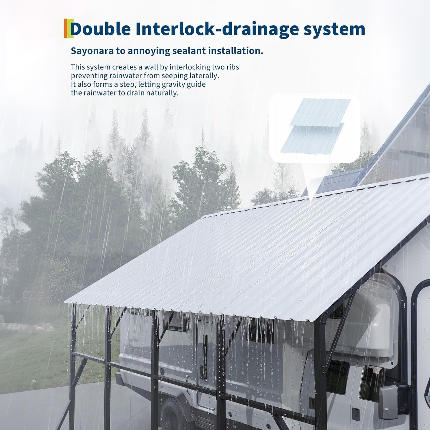 Garvee 13x21FT Metal Carport Kit with 120° Steep-Pitch Vertical Roof, 133" High-Clearance Heavy-Duty Alloy Steel Car Port Shelter for Full-Size Pickup Trucks, Vans & Outdoor Vehicle Storage, White