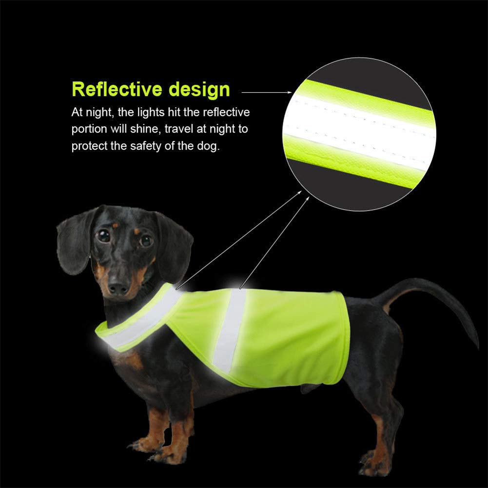 Garvee Reflective Dog Vest Safety Fluorescent Dog Clothes Waterproof Luminous Clothing Protect Dogs from Cars & Hunting Accidents S