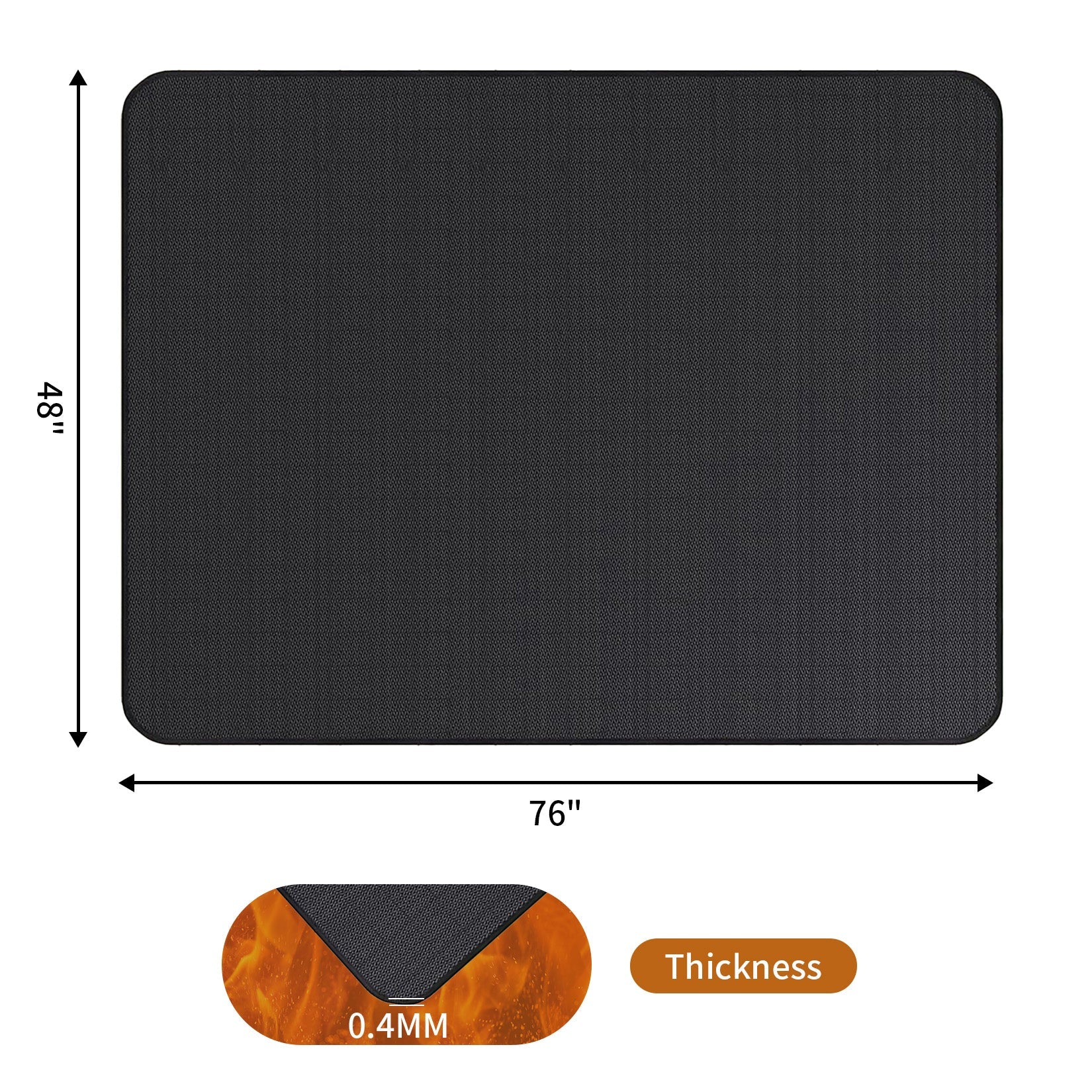 Garvee Double-Sided Fireproof Grill Mat - Heavy Duty Waterproof & Oil-Proof Deck Protector for Outdoor BBQ, Fire Pit, Patio & Fireplace - Durable Floor Mat, Black, 76 x 48 inch