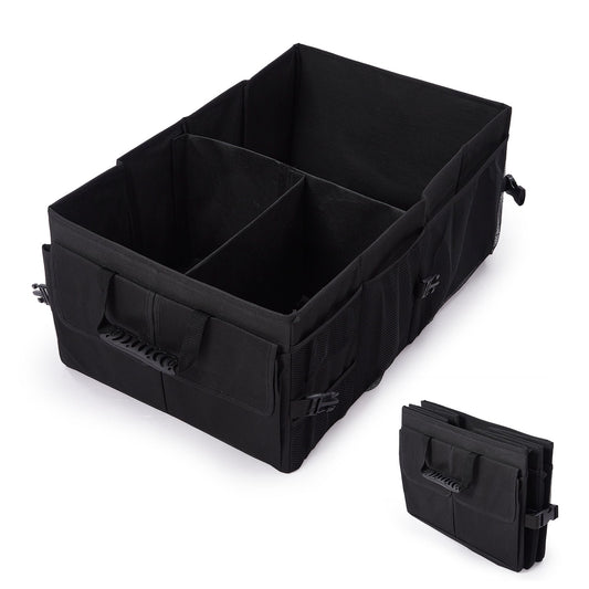 Garvee Large Capacity Collapsible Car Trunk Organizer - Durable Black Polyester Storage Bag - Keeps Car, SUV, Van Accessories Neat - Collapsible & Portable - Black 60.96*38.1*25.4cm
