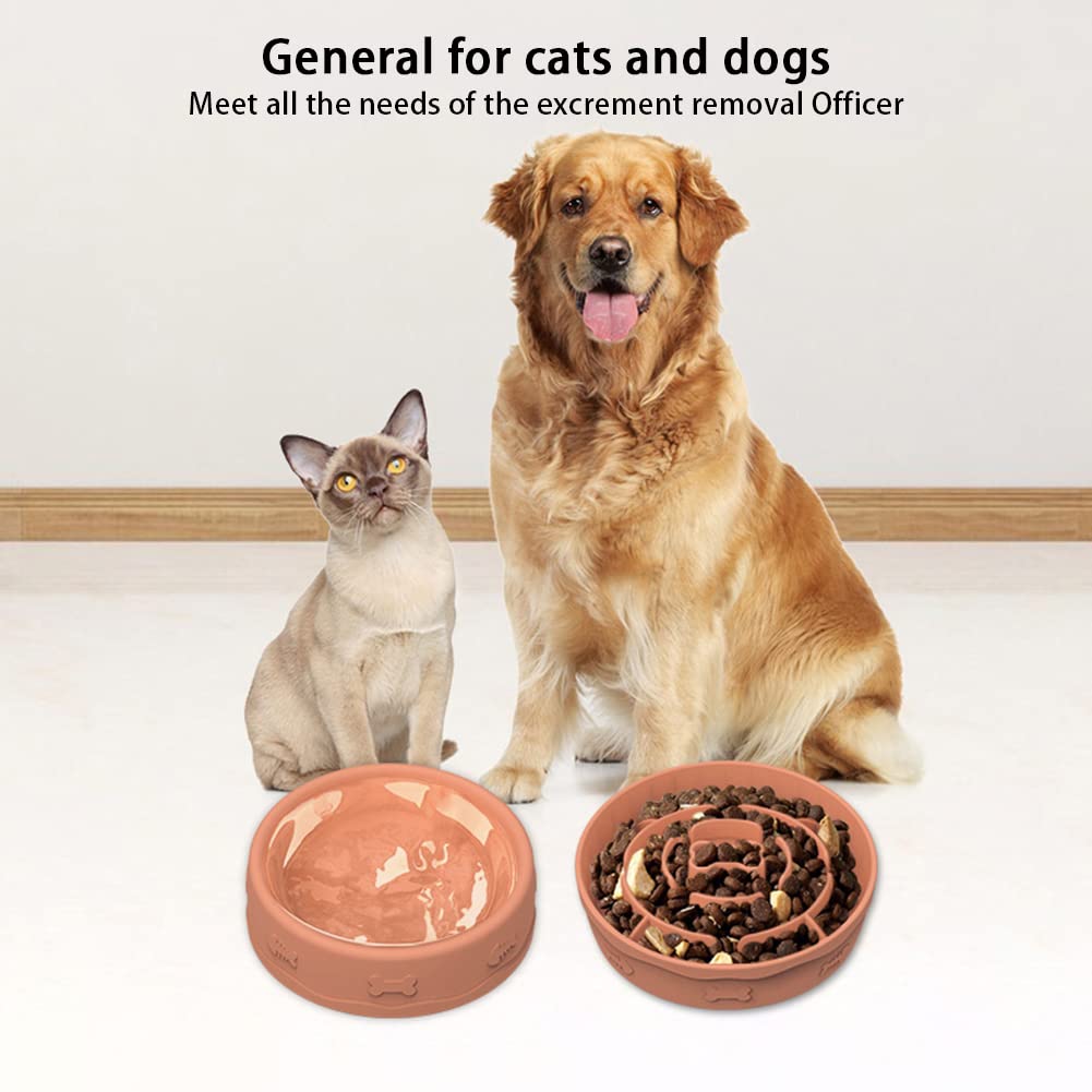 Garvee 2-in-1 Slow Feeder Dog Bowl – Double-Sided Silicone Anti-Gulping Food & Water Dish – 10° Tilted, Non-Slip, Dishwasher Safe – For Small and Medium Dogs & Puppies – Blue