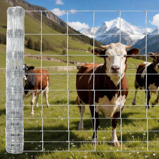 Garvee 5FT x 164FT Heavy Duty Farm Fence, Galvanized Wire Livestock Fencing for Goats, Cattle & Deer, High-Zinc Field Fence Roll for Yard, Pasture & Ranch Protection