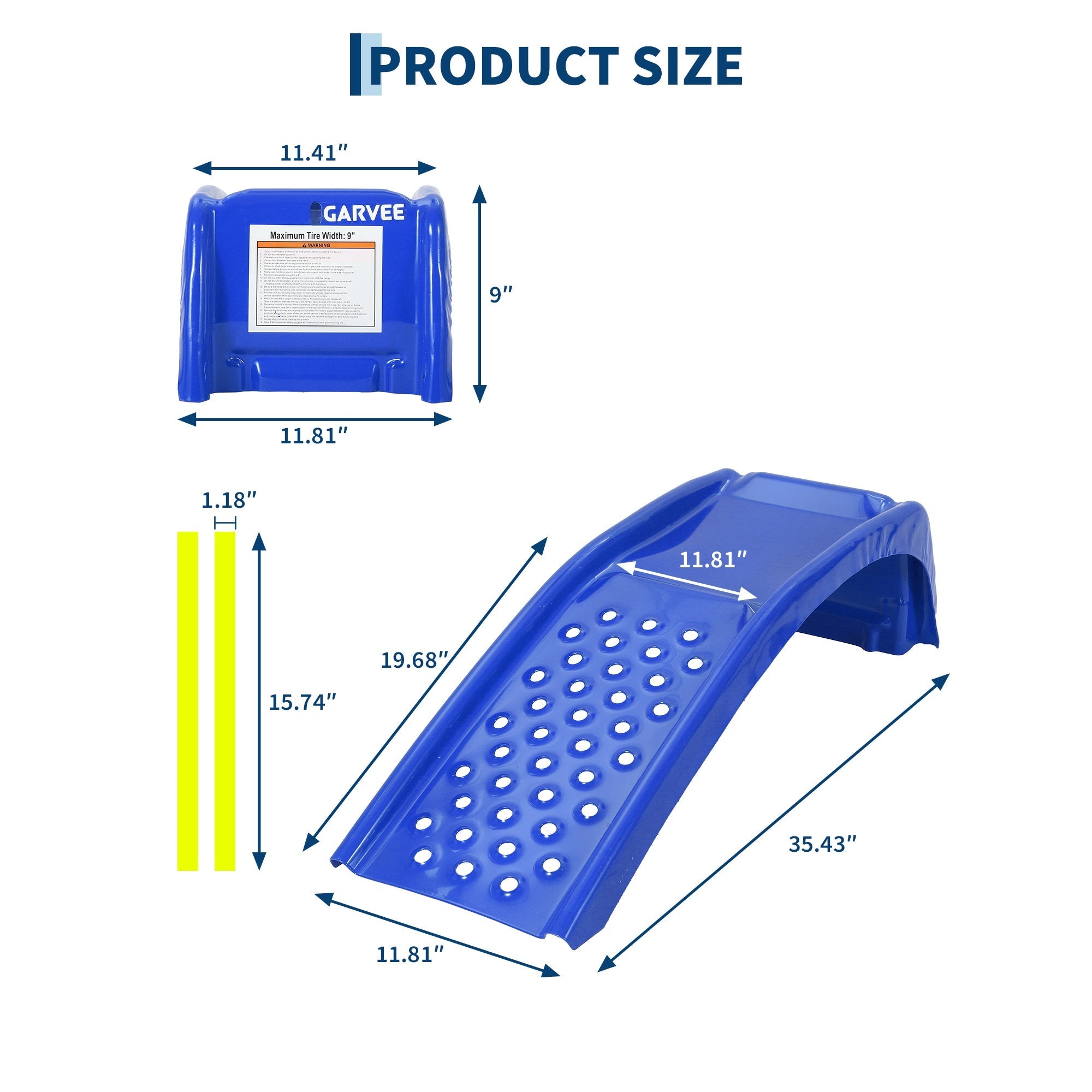 Garvee Heavy Duty 8 Inch Lift Sturdy Steel Car Ramps, 8000 lbs Capacity – Vehicle Service Ramps for Cars, Trucks, SUVs – Oil Change, Repair, Maintenance – 2 Pack – Blue