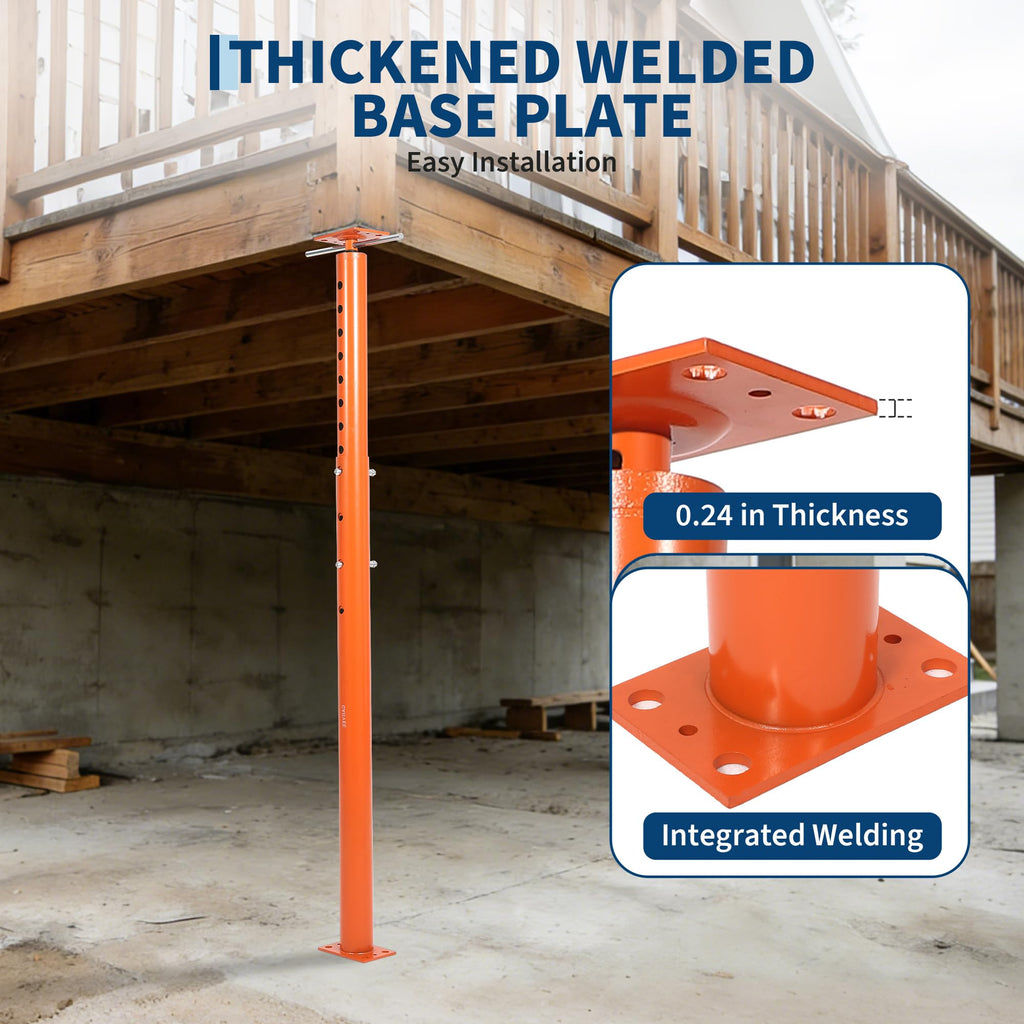 Garvee Heavy Duty Adjustable Floor Jack Post 2 Pack – 18,000 lbs Capacity – 53-93in Height Range – For Basement Joist, Beam Lifting & Leveling – Ideal for Construction & Repair – Orange-Red, 53-93in