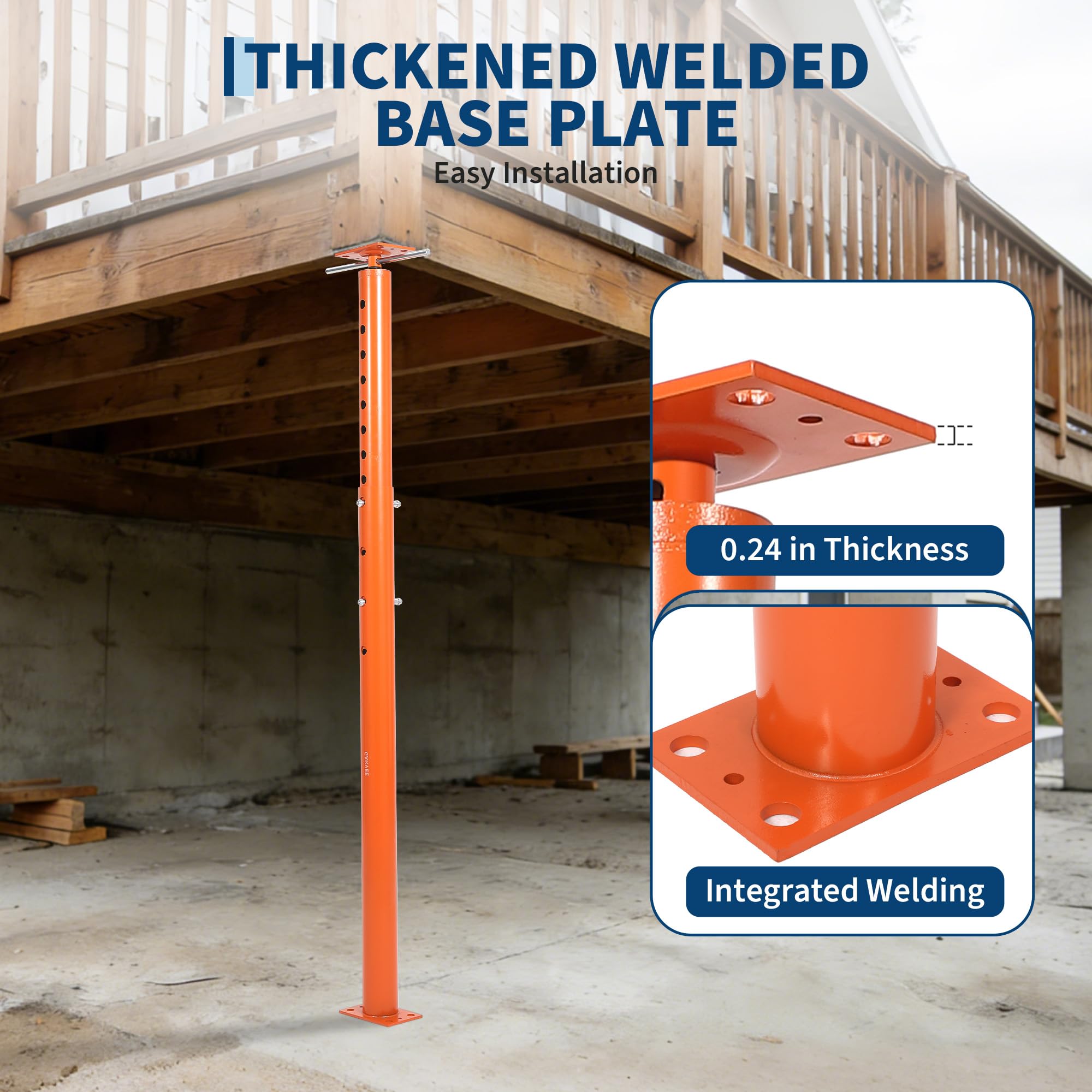 Garvee Heavy Duty Adjustable Floor Jack Post 2 Pack – 18,000 lbs Capacity – 53-93in Height Range – For Basement Joist, Beam Lifting & Leveling – Ideal for Construction & Repair – Orange-Red, 53-93in