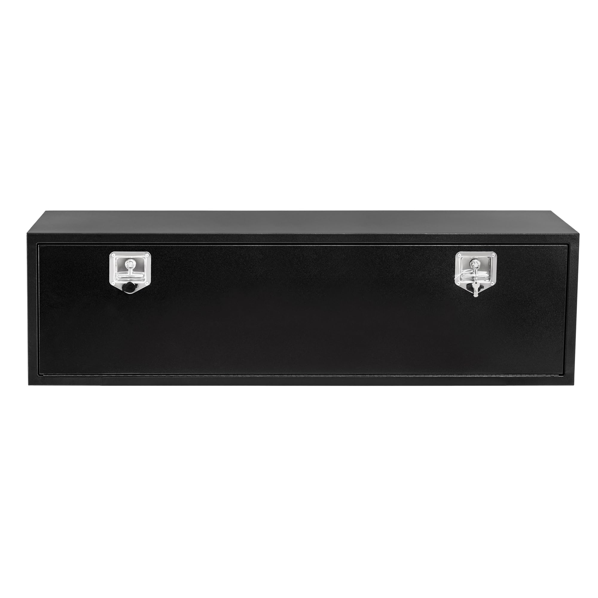 Garvee 60" x 16" x 13" Heavy Duty Black Steel Underbody Truck Tool Box – Weatherproof T-Handle Lock Storage Chest – Smooth Surface, Ideal for Pickups, Trailers, RVs, Black Base Silver Flower Spray Plastic, Underbody Tool Box