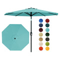 Garvee 9 ft Outdoor Patio Umbrella with 8 Sturdy Ribs, Crank Lift, Push-Button Tilt & UV-Resistant Waterproof Canopy for Pool, Deck, Yard & Garden, Lake Blue