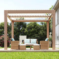 Garvee 10 x 10 FT Louvered Pergola, 0°–90° Adjustable Aluminum Roof Gazebo with Integrated Drainage, Reinforced Frame for Patio, Deck & Backyard, Wood Grain