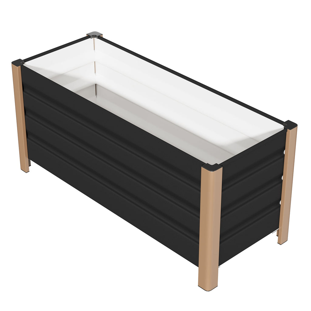 Garvee 2' × 1.3' × 1.5' Aluminum Raised Garden Bed, Deep Planter Box with Drainage Holes, Gray
