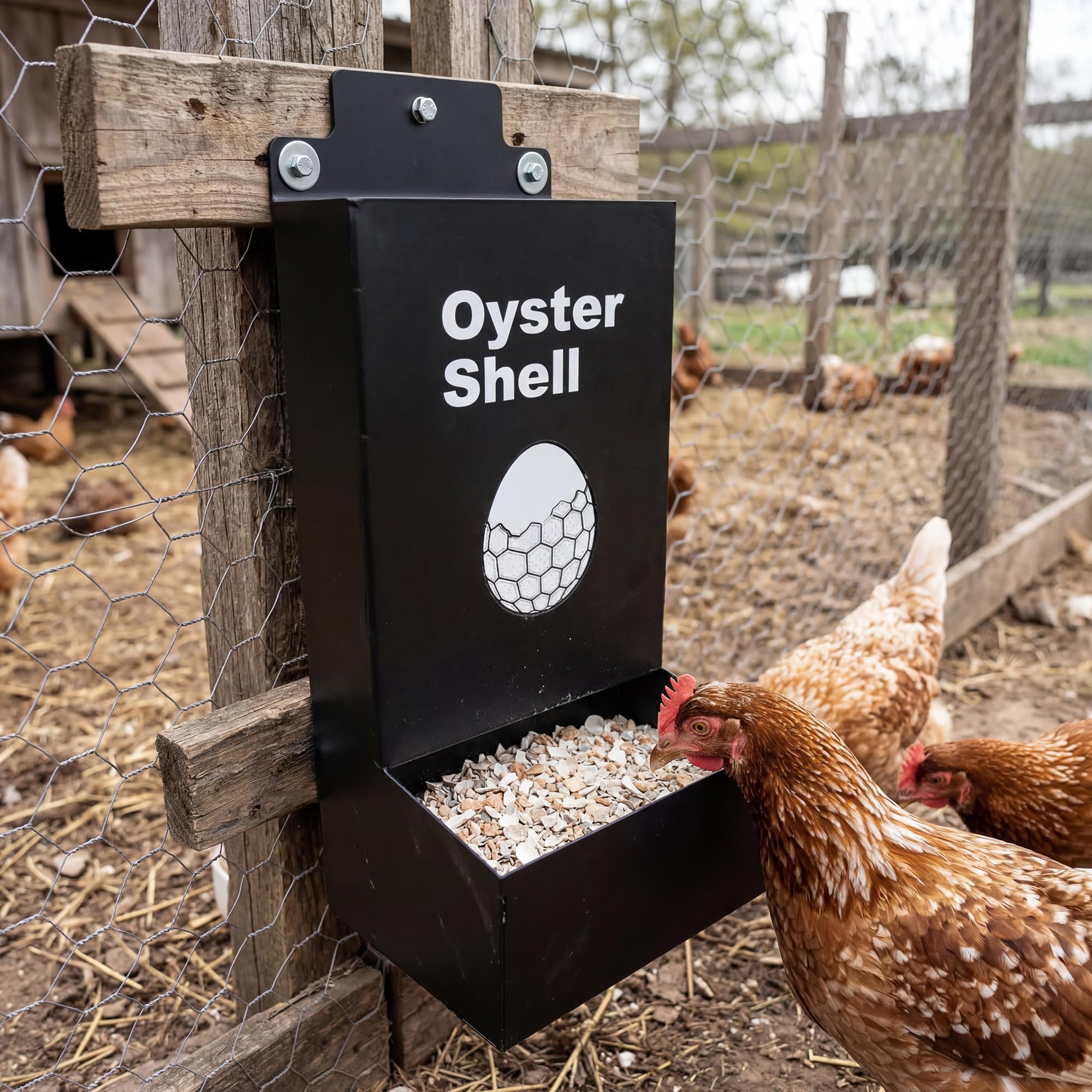 Garvee 9.8" Metal Poultry Supplement Feeders, 2PCS Anti-Waste Chicken Grit Feeder for Coop Fence