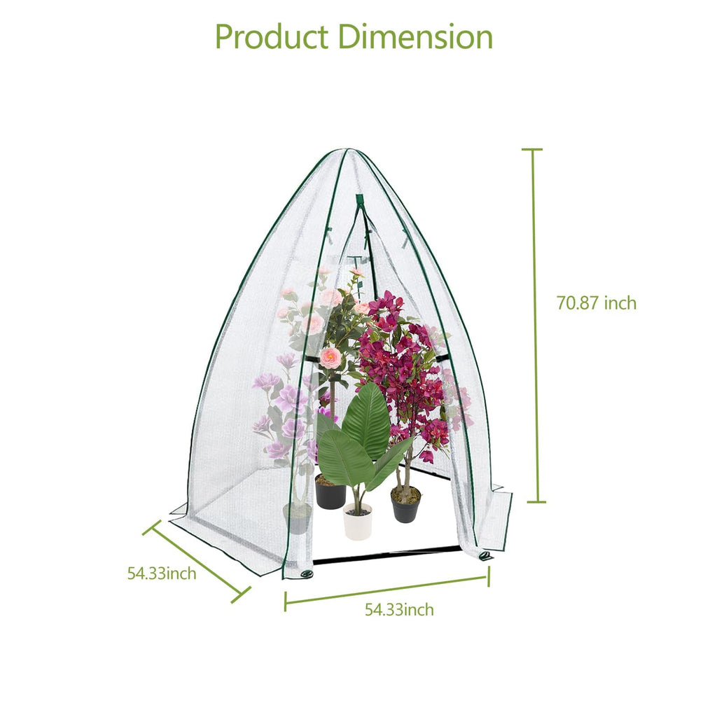 Garvee Mini Hexagonal Greenhouse 54"x54"x71", Portable Walk-In Greenhouse with PE Cover, Roll-Up Door & Mesh Window, Steel Frame for Garden Patio