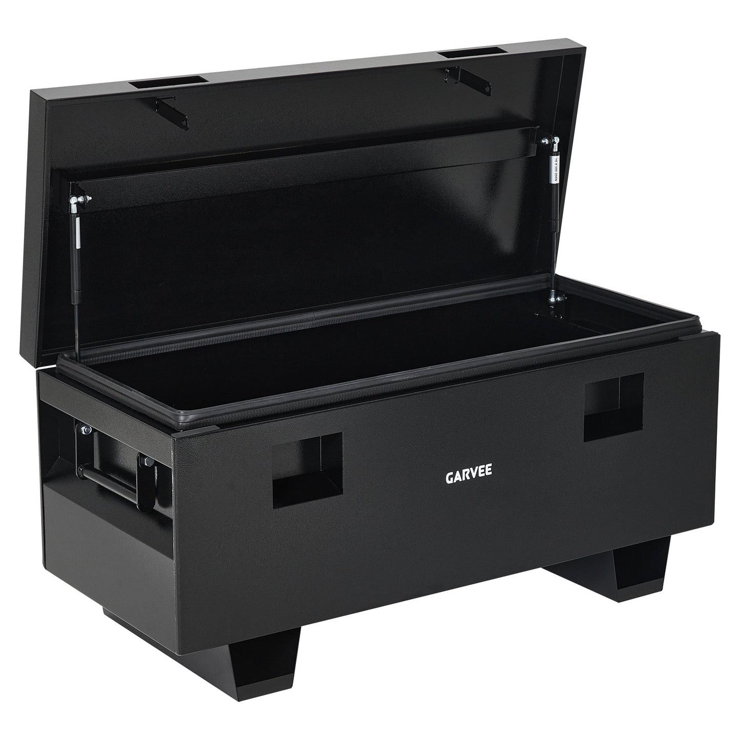 Garvee 42"x18"x20" Heavy-Duty Steel Truck Bed Tool Box - Lockable Waterproof Jobsite Chest with Removable Feet, Side Handles, and Dual Locks, Black with Silver Floral Spray Coating, Ideal for Trucks, Trailers, and Garages, Black
