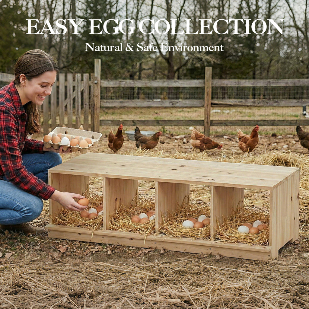Garvee Heavy Duty Wooden Chicken Nesting Box for Poultry Coops – 4-Compartment Single Layer – Easy Assembly – Secure Egg Collection – Ideal for Hens, Chickens, Ducks – Durable Construction – Specs: Single Layer, 4 Compartments