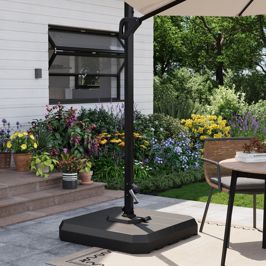 Garvee 330 lb 4-Piece Cantilever Umbrella Base, Water/Sand Fillable HDPE Weight Plates, 38.6 × 38.6 in for 10–15 ft Offset Umbrellas