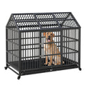 Garvee 52-Inch Escape-Proof Dog Crate, Indestructible Steel Dog Kennel with Locking Wheels, Anxiety Relief Pet Cage for Medium/Large Dogs, Indoor/Outdoor Use