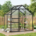 Garvee 6 x 4 FT Polycarbonate Greenhouse with Aluminum Frame, Sliding Door & Adjustable Roof Vent, Heavy-Duty Outdoor Greenhouse for Backyard, Garden, Patio