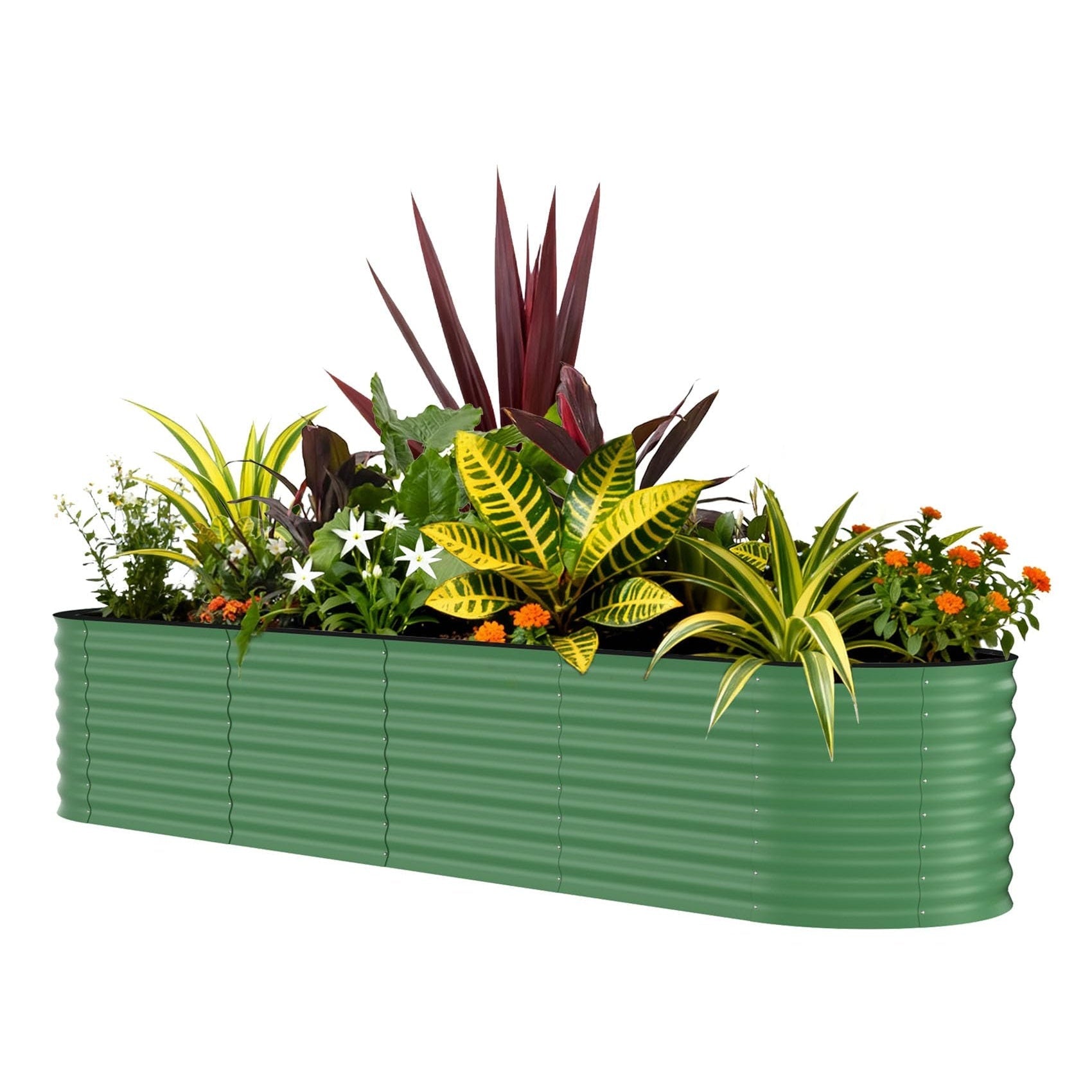 Garvee  8' X 2' X 2' Galvanized Raised Garden Bed Rust-Resistant, Easy Assembly Metal Planter Box Open-Bottom, Modular Design for Outdoor Gardening