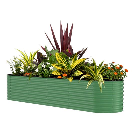 Garvee  8' X 2' X 2' Galvanized Raised Garden Bed Rust-Resistant, Easy Assembly Metal Planter Box Open-Bottom, Modular Design for Outdoor Gardening