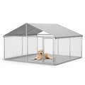 Garvee Large Outdoor Dog Kennel with Waterproof & UV-Resistant Cover, Galvanized Chain Link Dog Run, Heavy Duty Pet House Pet Playpen for Outside Backyard Farm Use, 10x10x6ft