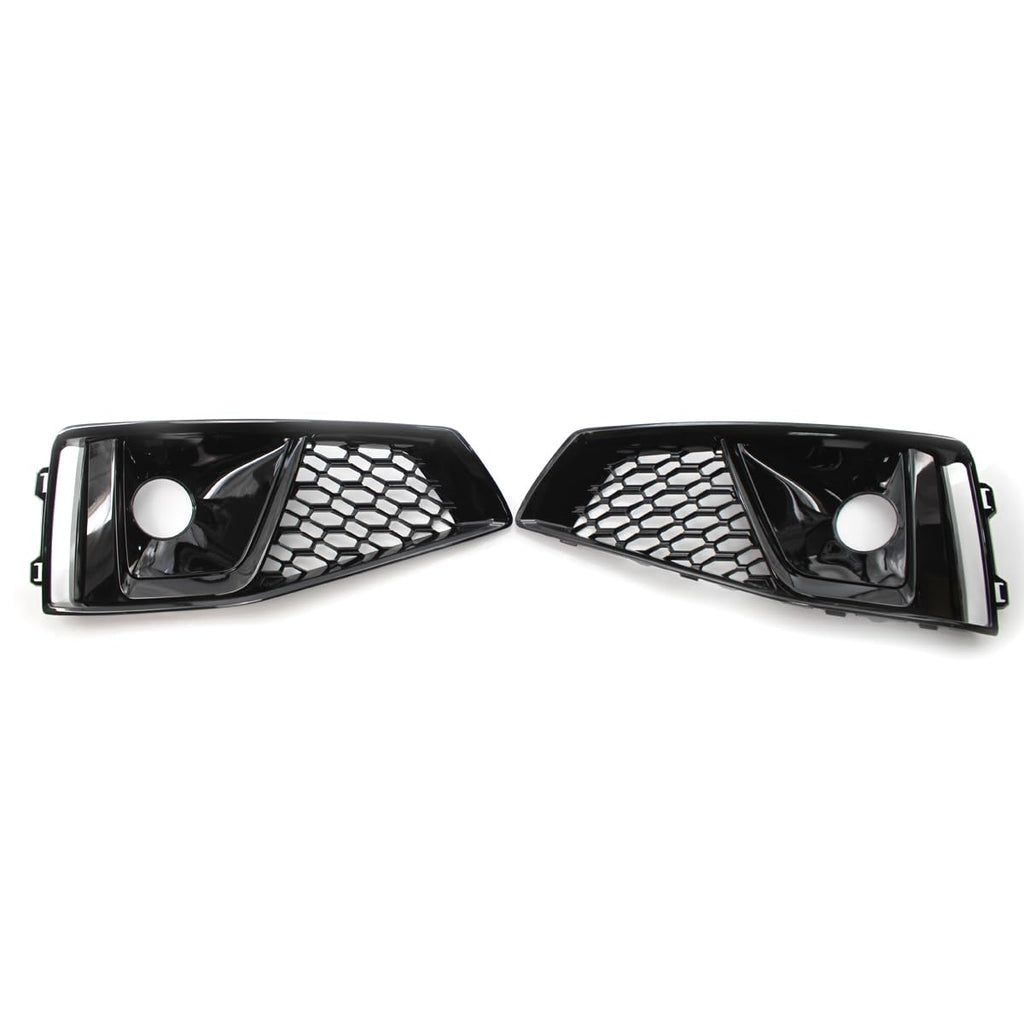 Garvee Front Grille & Fog Light Bezels for 2018-2020 Audi A4L S-Line European Spec, Honeycomb Mesh, Gloss Black ABS, Direct Fit, UV Resistant, Sporty Upgrade