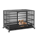 Garvee Heavy Duty Metal Dog Crate – Secure Indestructible Kennel for Small, Medium, Large Dogs, Double Doors, 360° Lockable Wheels, Removable Tray, Easy Assembly, Indoor/Outdoor Use, Size: 48.5inch