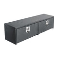 Garvee 48"X16"X13" Heavy Duty Black Steel Underbody Truck Tool Box, T-Handle Lock, Waterproof Storage Chest for Pickup, Truck Bed, RV, Trailer, Durable & Lockable Toolbox – Black Base Silver Flower Spray Plastic