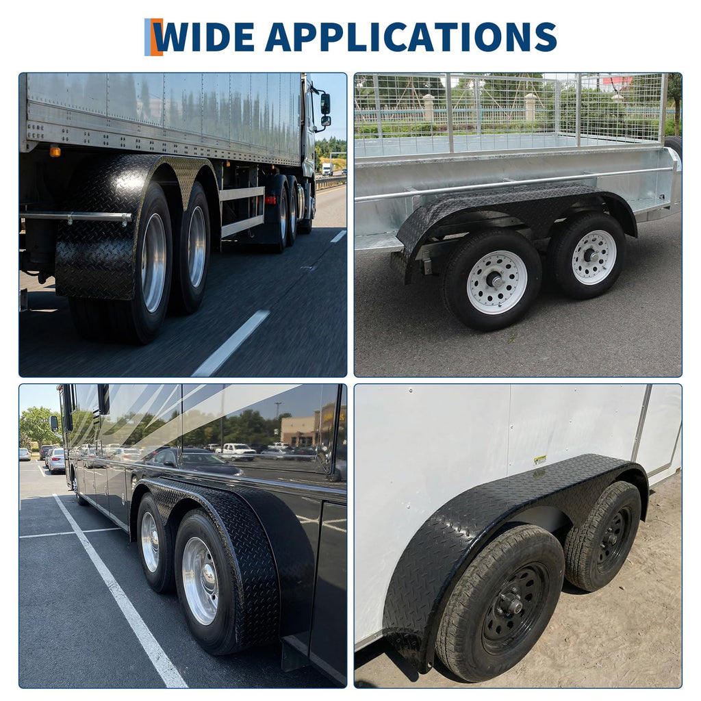Garvee Double Axle Trailer Fenders for 13-15" Wheels, Heavy Duty Plate Steel, Electrophoretic Coating, Weldable, Fits Enclosed & Teardrop Trailers